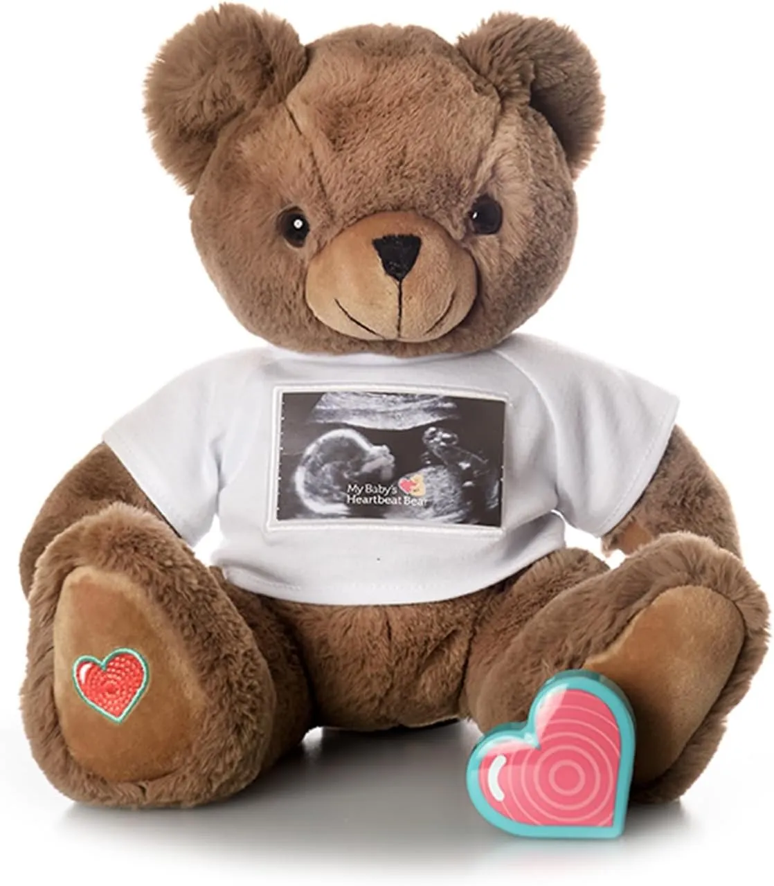 MBHB Digital Voice Recorder Stuffed Bear Ultrasound Tshirt w/20 Second Recorder, Capture Baby's Heartbeat During Pregnancy   Ultrasound for Baby Showers, Registry, Birthdays, New Mom Gift, Cocoa