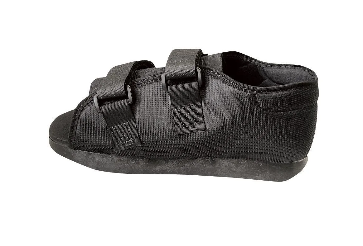 Medline Semi-Rigid Post-Op Shoes, Nylon Upper, Cushioned Rocker Sole, Women's Size M (8-9), Black, 1 Each