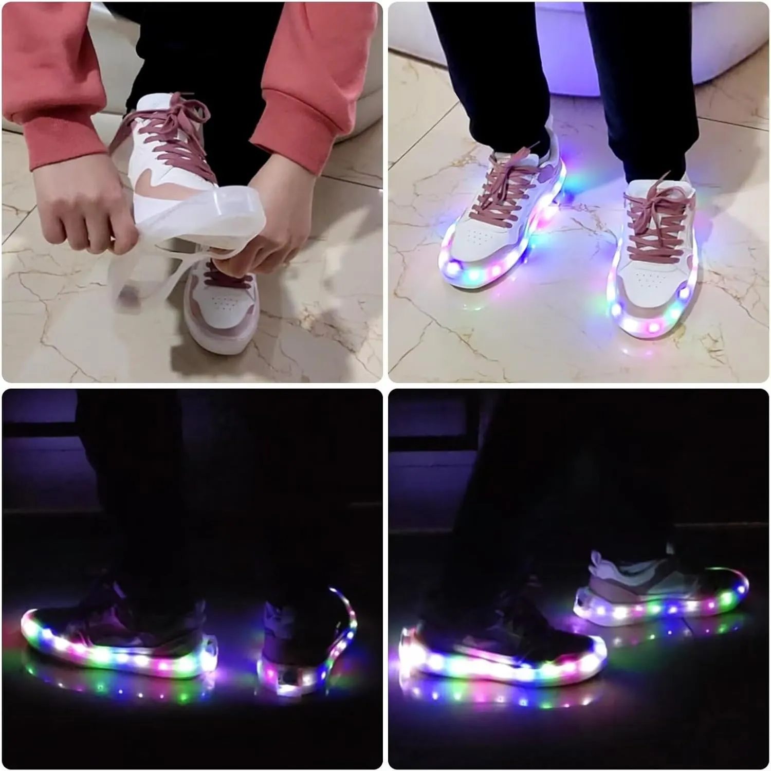 Men Women Kids Luminous Shoes Covers LED Shoe Lights for Boys Girls Sneaker Accessories Light Up for Safety Night Running