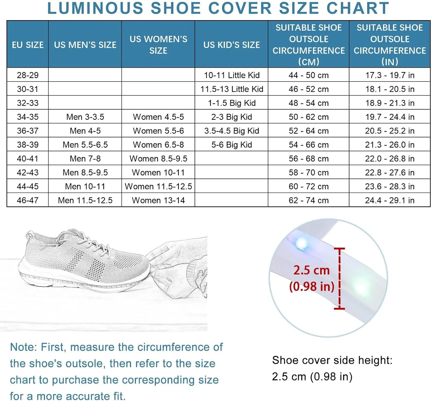 Men Women Kids Luminous Shoes Covers LED Shoe Lights for Boys Girls Sneaker Accessories Light Up for Safety Night Running