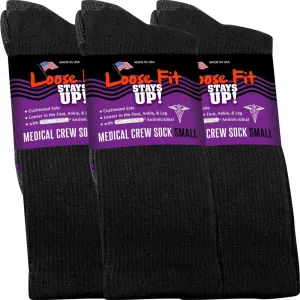 Men's and Women's Medical Socks (Pack of 3) Made in USA. Cushioned Sole