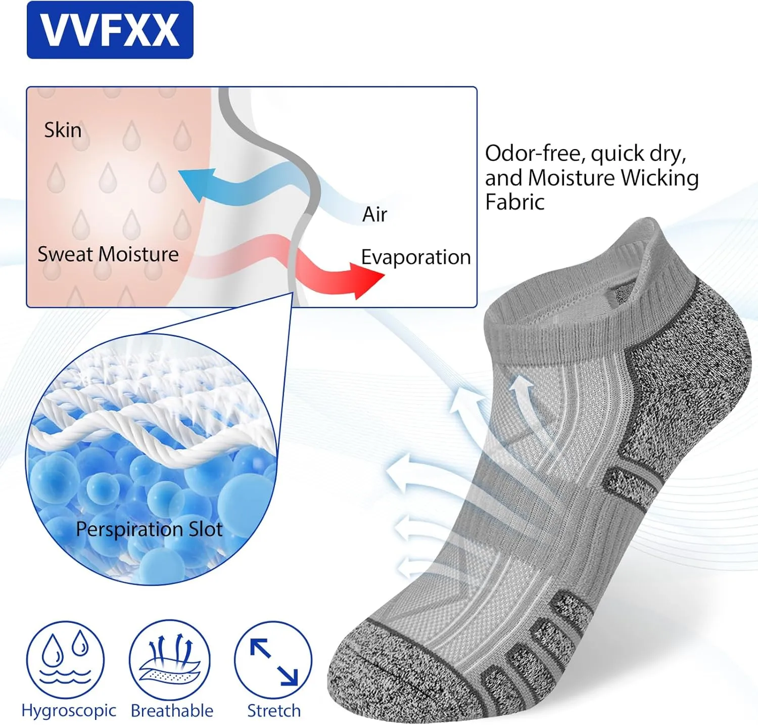Mens Ankle Socks - 6 Pairs No Show Athletic Running Low Cut Socks with Moisture Wicking & Cushioned Suppor