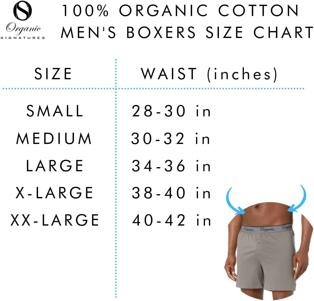 Men's Boxers 100% Organic Cotton, Soft Boxers for Men, 3-Pack