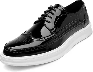 Men's Casual Wingtip Dress Sneakers Orthopedic Classic Leather Dress Shoes for Men Fashion Platform Wingtip Brogue Oxford for Men