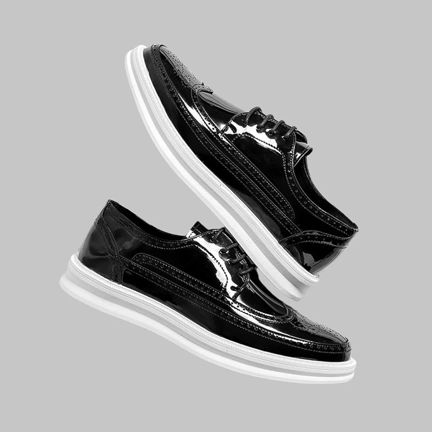 Men's Casual Wingtip Dress Sneakers Orthopedic Classic Leather Dress Shoes for Men Fashion Platform Wingtip Brogue Oxford for Men