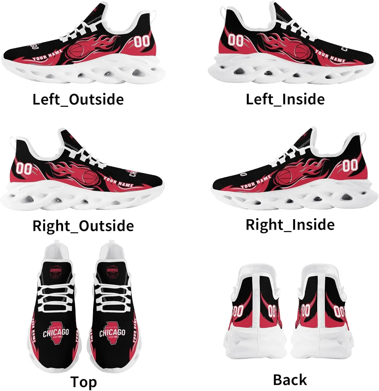 Men's Custom Basketball Flex Control Sneakers Personalized Breathable Fan Gift Name Number Workout Athletic Gym Slip-on Shoes