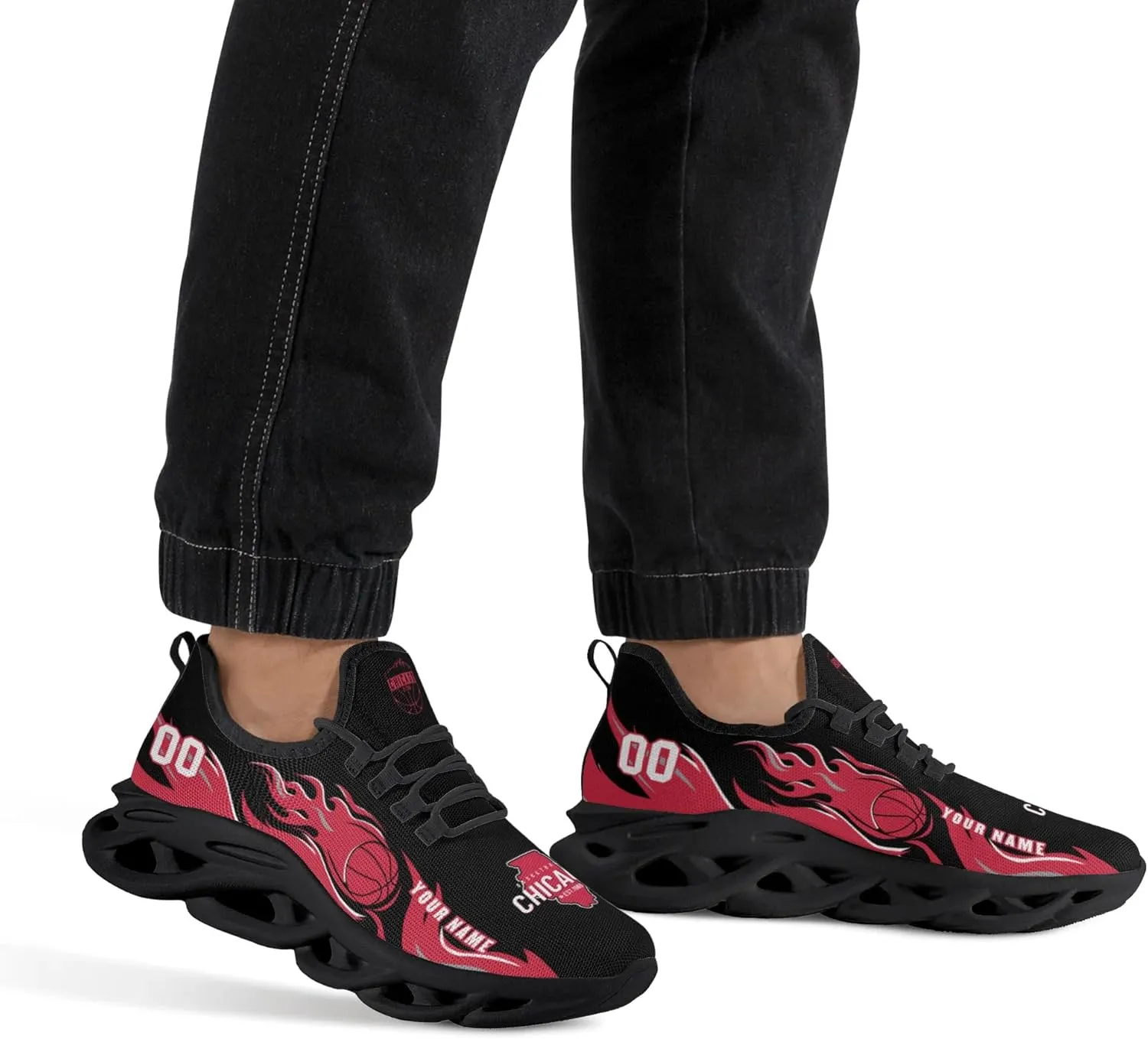 Men's Custom Basketball Flex Control Sneakers Personalized Breathable Fan Gift Name Number Workout Athletic Gym Slip-on Shoes