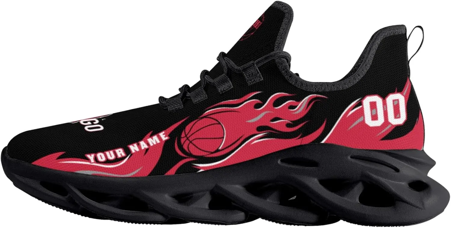 Men's Custom Basketball Flex Control Sneakers Personalized Breathable Fan Gift Name Number Workout Athletic Gym Slip-on Shoes