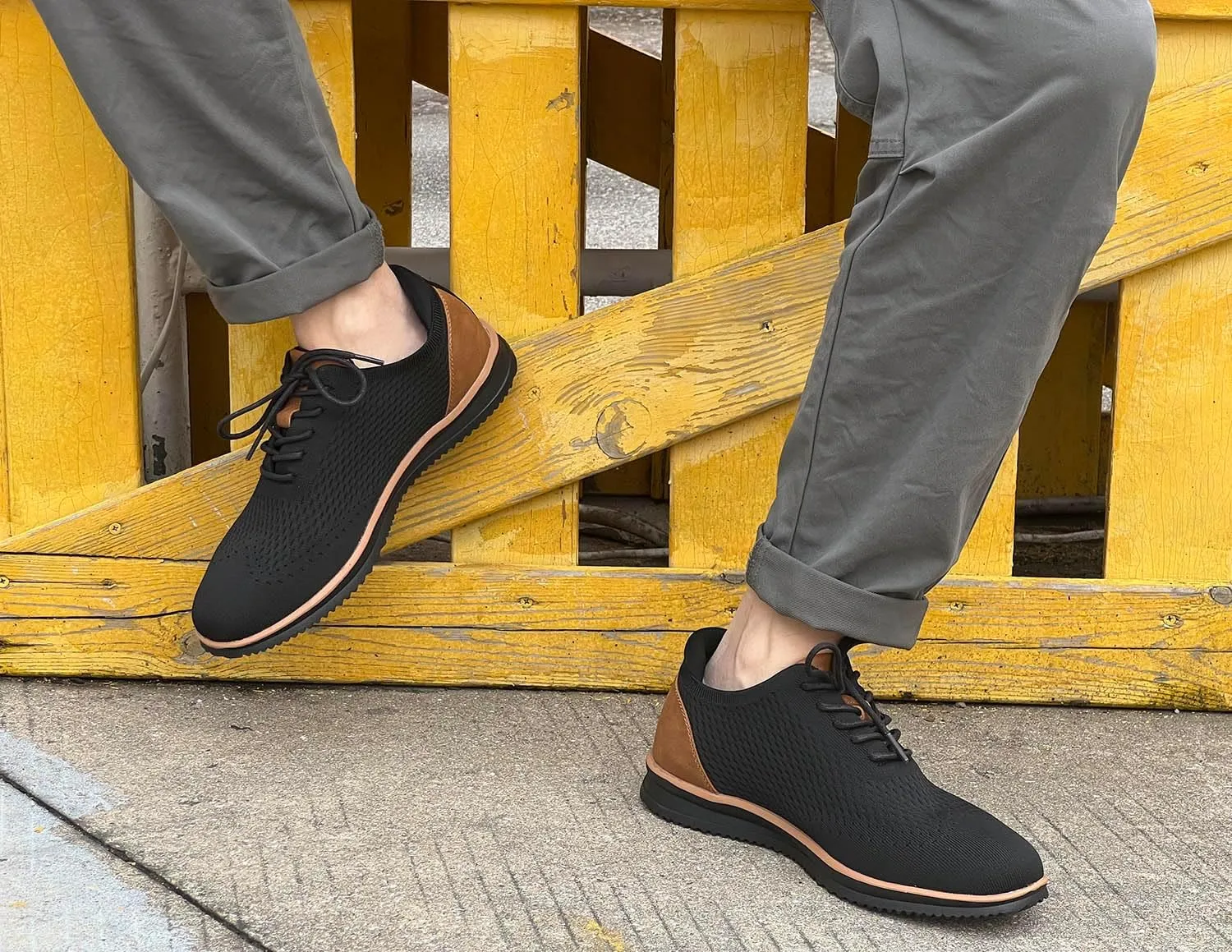 Men's Fashion Dress Sneakers Casual Walking Shoes Business Oxfords Mesh Comfortable Lightweight Breathable Tennis Lace-Up