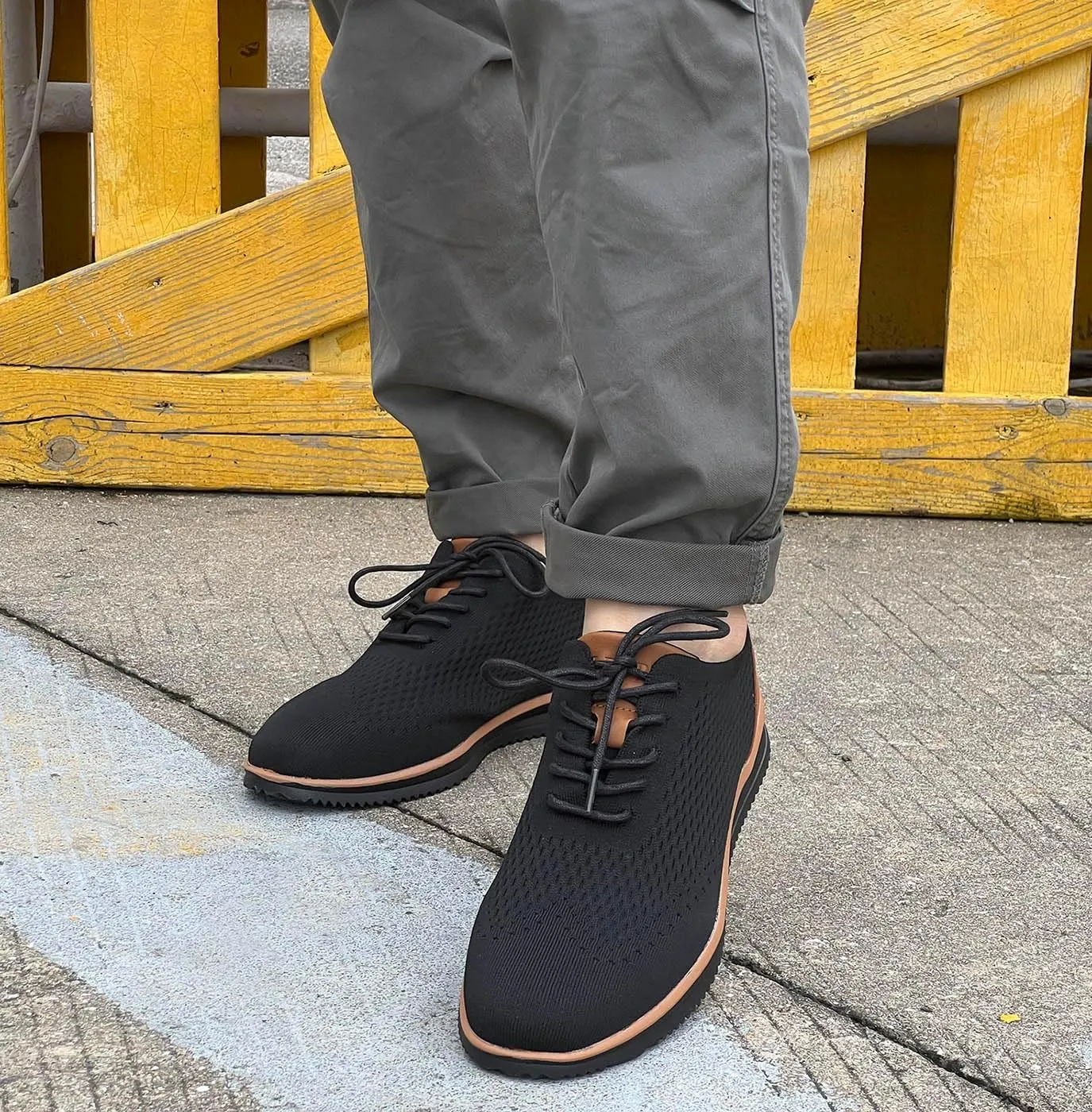 Men's Fashion Dress Sneakers Casual Walking Shoes Business Oxfords Mesh Comfortable Lightweight Breathable Tennis Lace-Up