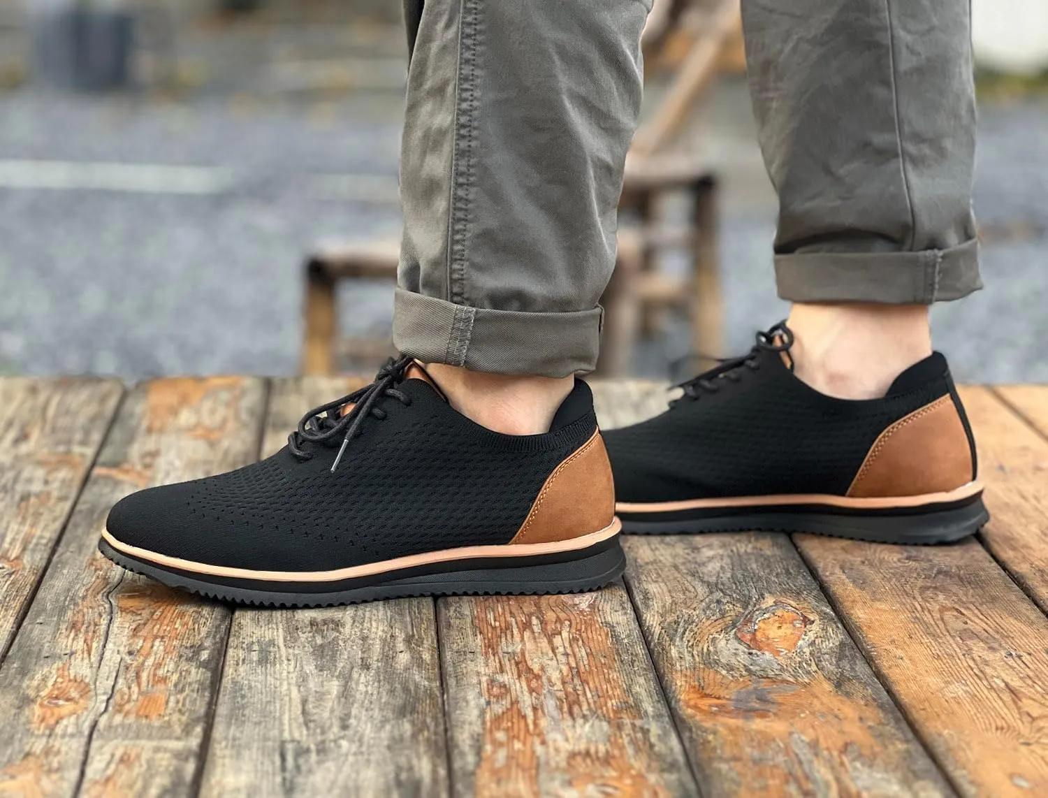 Men's Fashion Dress Sneakers Casual Walking Shoes Business Oxfords Mesh Comfortable Lightweight Breathable Tennis Lace-Up