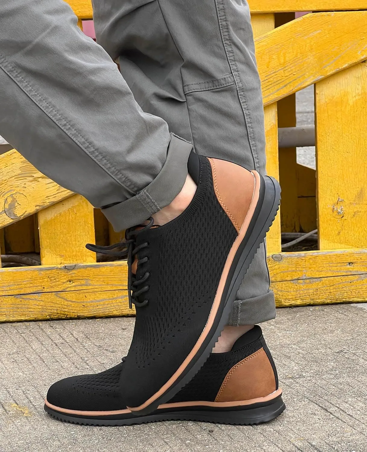 Men's Fashion Dress Sneakers Casual Walking Shoes Business Oxfords Mesh Comfortable Lightweight Breathable Tennis Lace-Up