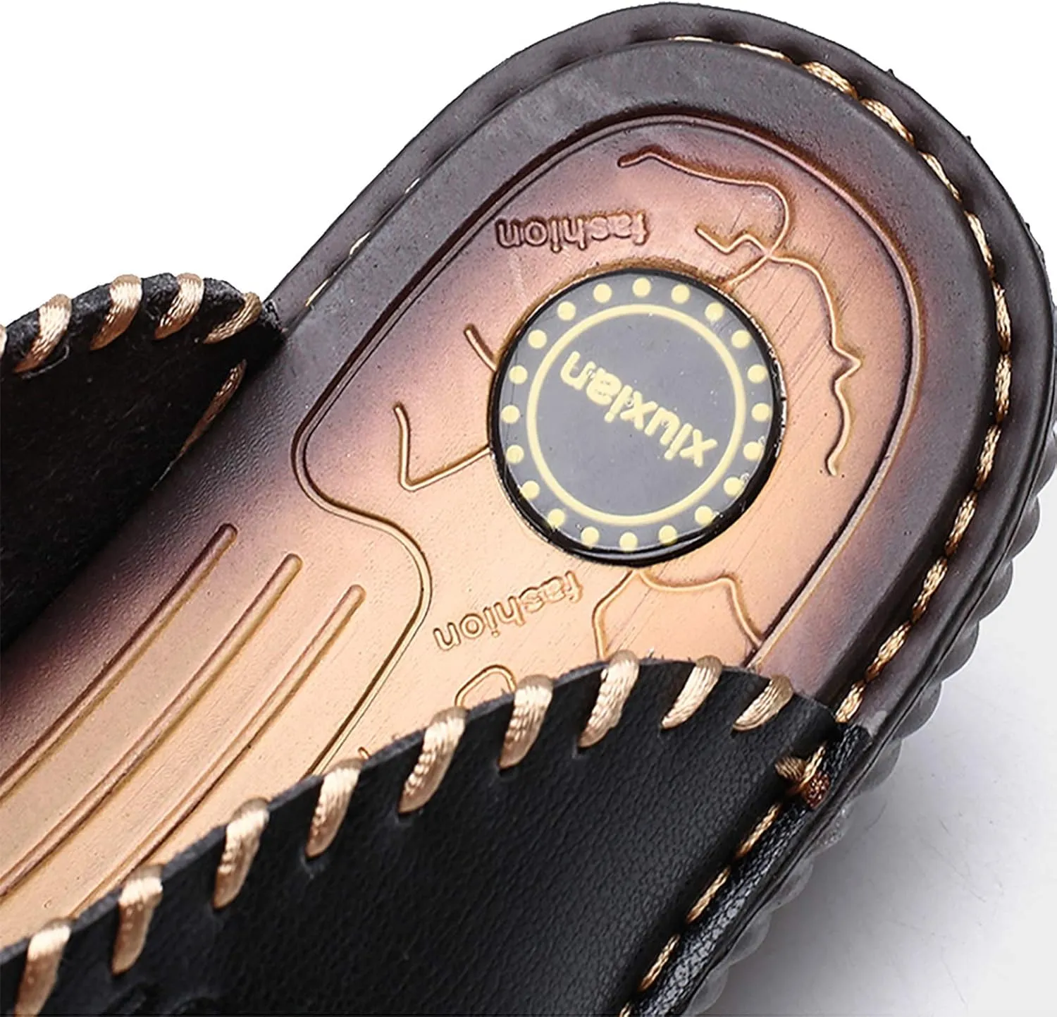 Mens Flip Flops Casual Leather Home Sandals For Mens Rubber Sole Slippers