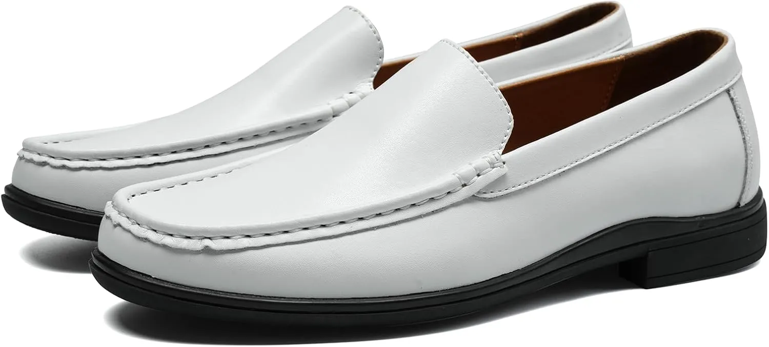 Men’s Loafers Casual Leather Slip-On Oxfords Driving Shoes Dress Soft Comfortable & Light-Weight Black