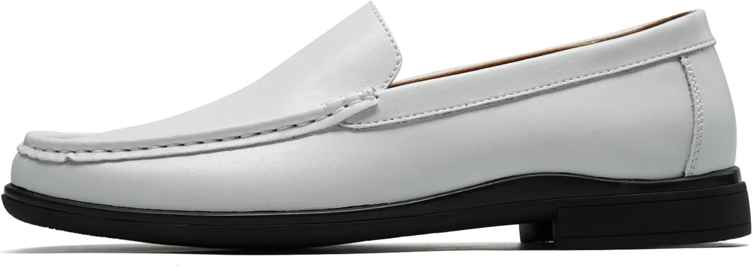 Men’s Loafers Casual Leather Slip-On Oxfords Driving Shoes Dress Soft Comfortable & Light-Weight Black