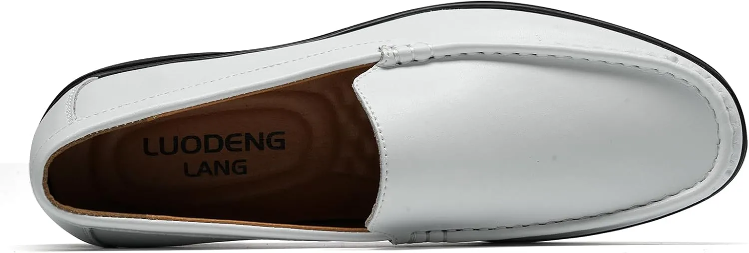 Men’s Loafers Casual Leather Slip-On Oxfords Driving Shoes Dress Soft Comfortable & Light-Weight Black