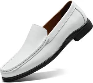Men’s Loafers Casual Leather Slip-On Oxfords Driving Shoes Dress Soft Comfortable & Light-Weight Black