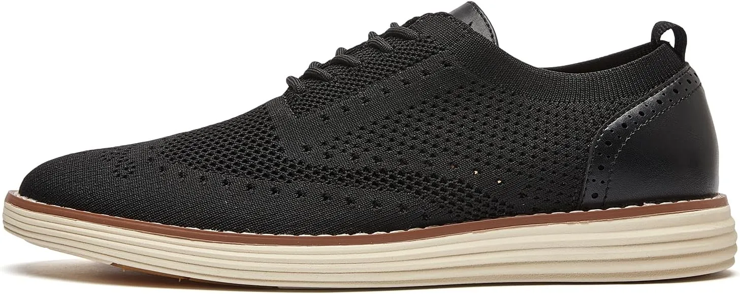 Men's Mesh Dress Sneakers Casual Oxford Shoes Lightweight Walking Shoes Breathable Wingtip Shoes Knit Brogue Sneakers