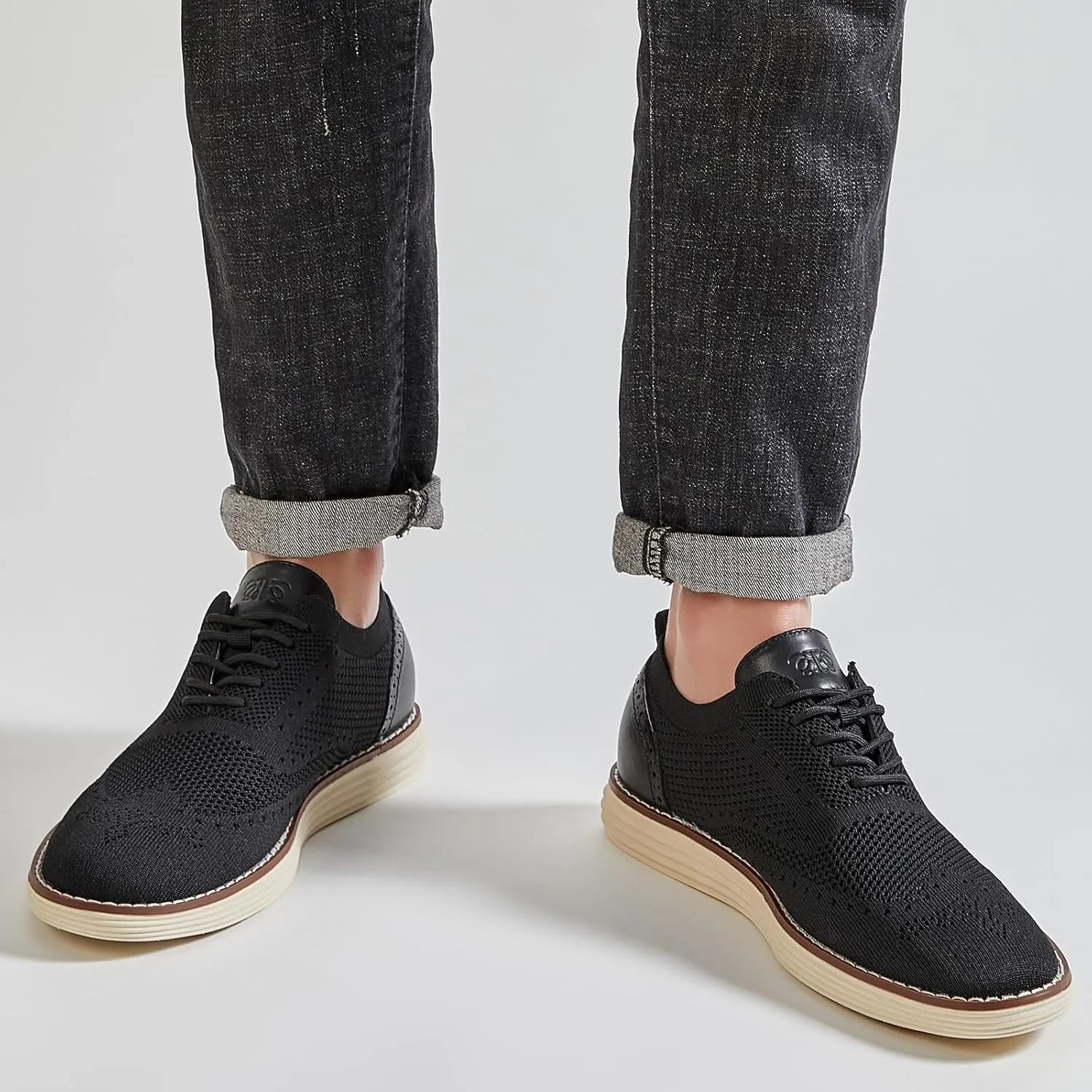 Men's Mesh Dress Sneakers Casual Oxford Shoes Lightweight Walking Shoes Breathable Wingtip Shoes Knit Brogue Sneakers