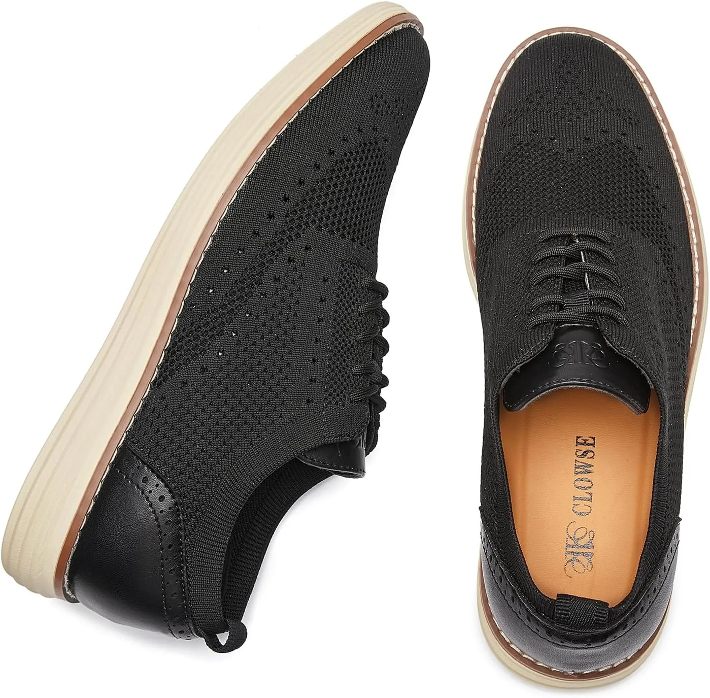 Men's Mesh Dress Sneakers Casual Oxford Shoes Lightweight Walking Shoes Breathable Wingtip Shoes Knit Brogue Sneakers