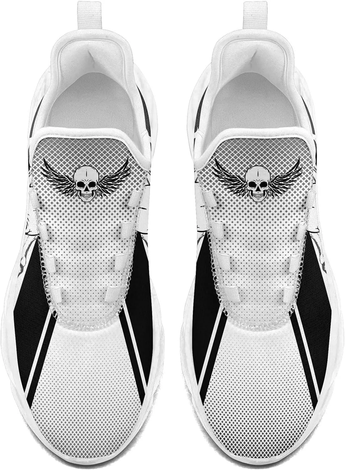 Men's Road Runnig Shoes Non-Slip Lightweight Fashion Skull Rose Walking Sneaker Athletic Cool Cushioned Sport Shoes for Women