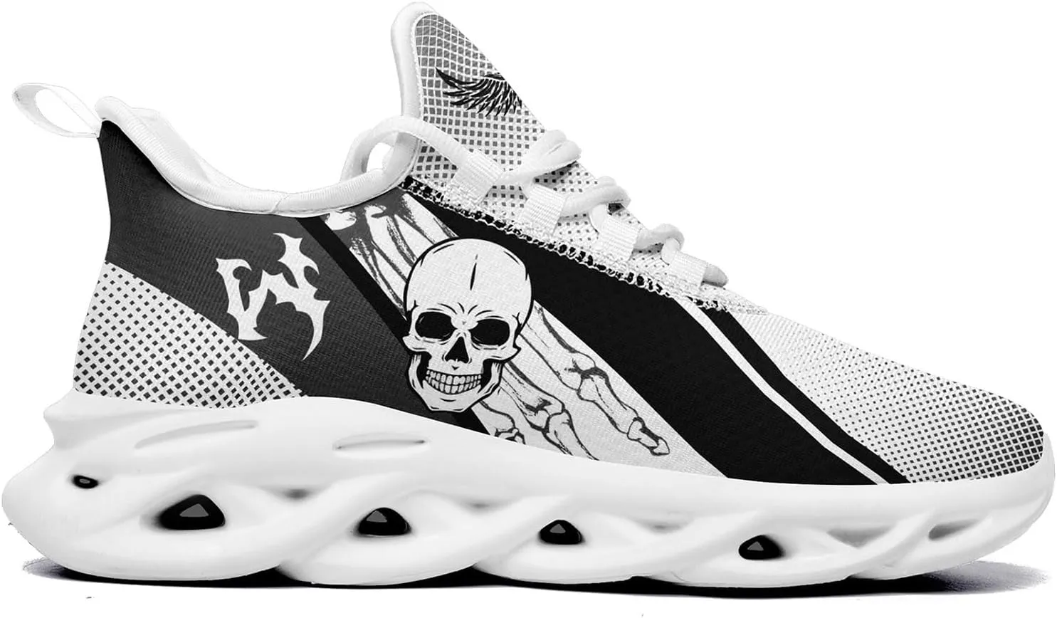 Men's Road Runnig Shoes Non-Slip Lightweight Fashion Skull Rose Walking Sneaker Athletic Cool Cushioned Sport Shoes for Women