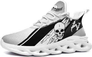 Men's Road Runnig Shoes Non-Slip Lightweight Fashion Skull Rose Walking Sneaker Athletic Cool Cushioned Sport Shoes for Women