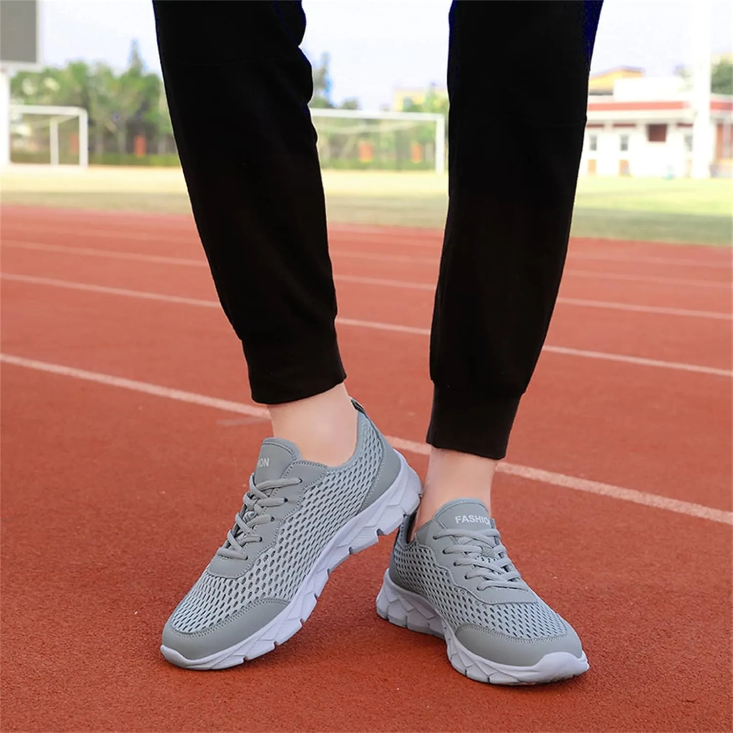 Mens Running Shoes Mesh Breathable Fashion Sneakers Lace Up Platform for Hiking Tennis Wide Feet Casual Trainers Comfortable Sneaker Non-Slip Lightweight Summer Shoes