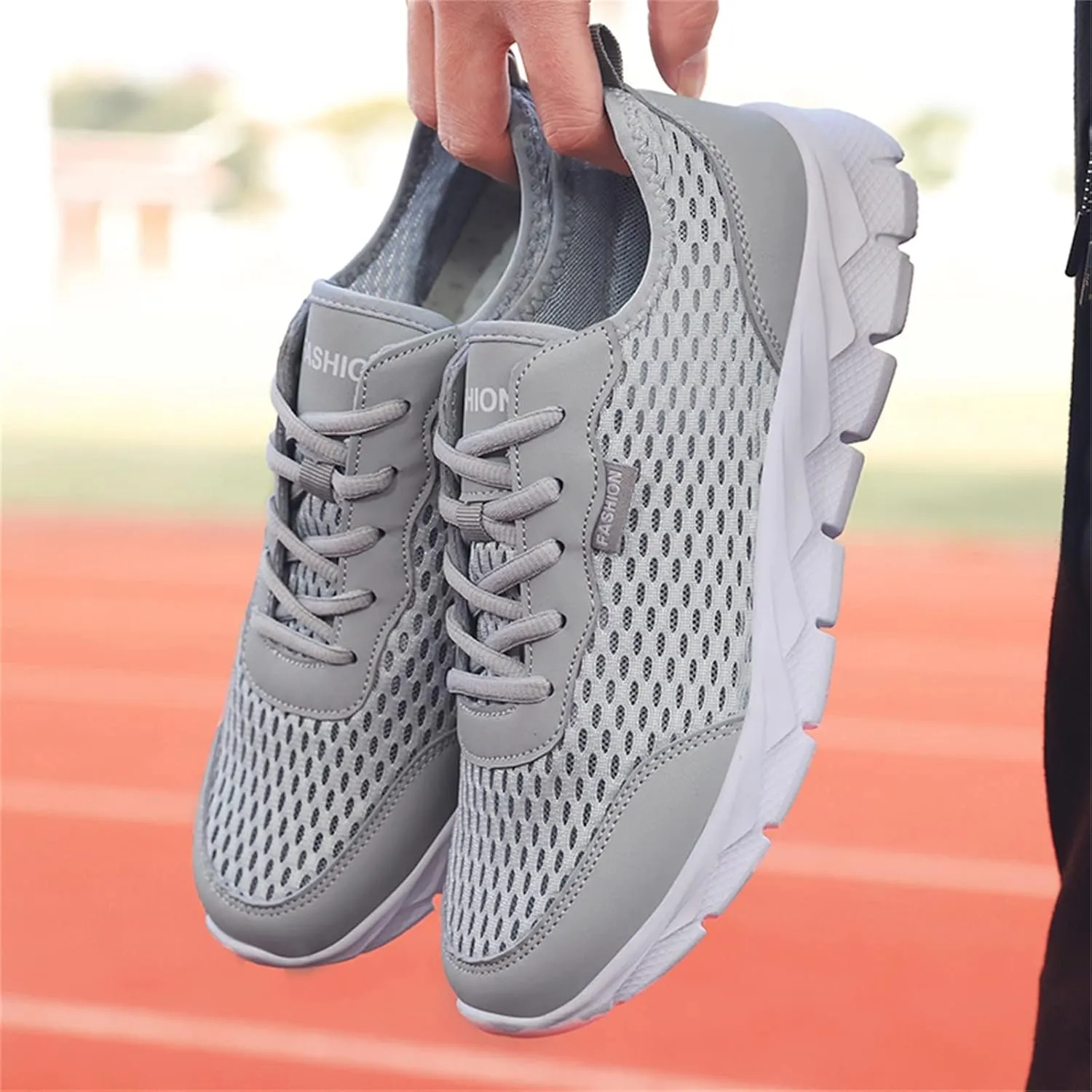 Mens Running Shoes Mesh Breathable Fashion Sneakers Lace Up Platform for Hiking Tennis Wide Feet Casual Trainers Comfortable Sneaker Non-Slip Lightweight Summer Shoes