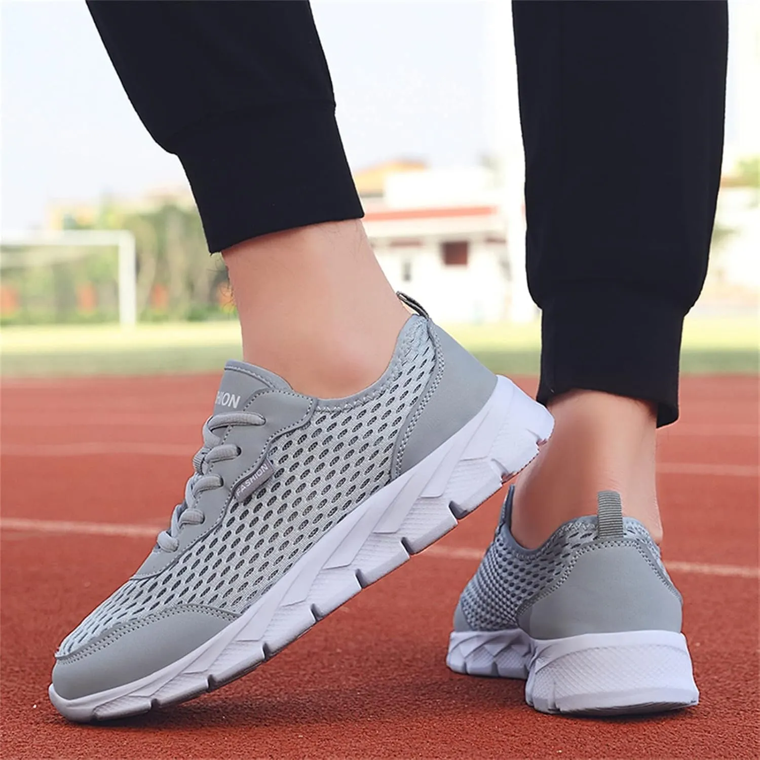 Mens Running Shoes Mesh Breathable Fashion Sneakers Lace Up Platform for Hiking Tennis Wide Feet Casual Trainers Comfortable Sneaker Non-Slip Lightweight Summer Shoes