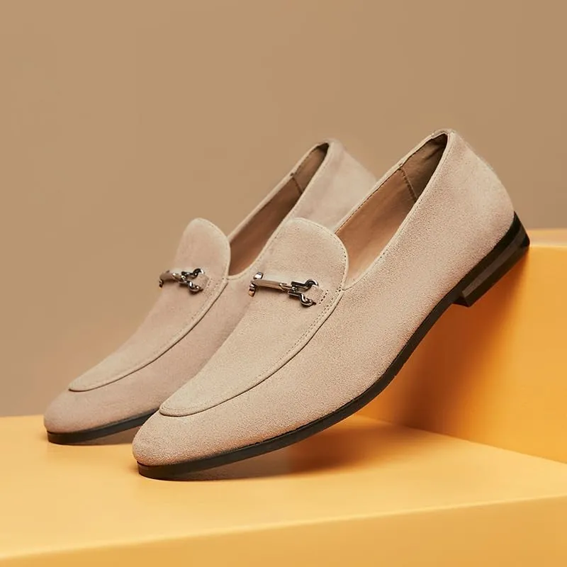 Mens Suede Leather Classic Slip On Oxford Shoes Lightweight Retro Casual Flats Loafers for Daily Walking Business Shoes