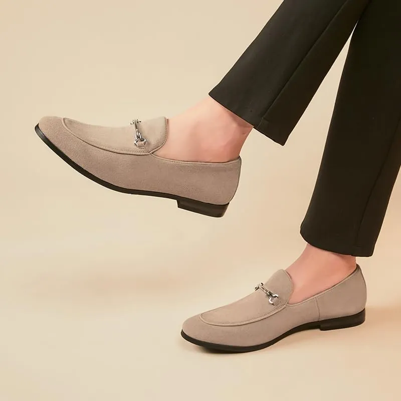 Mens Suede Leather Classic Slip On Oxford Shoes Lightweight Retro Casual Flats Loafers for Daily Walking Business Shoes
