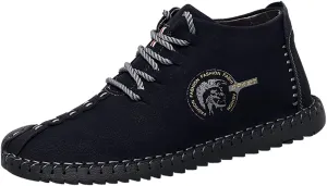 Mens Warm Chukka Boots Leather Fleece Suede Driving Ankle Desert Boot Lightweight Casual Slip-On Loafer Winter Shoes