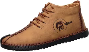 Mens Warm Chukka Boots Leather Fleece Suede Driving Ankle Desert Boot Lightweight Casual Slip-On Loafer Winter Shoes