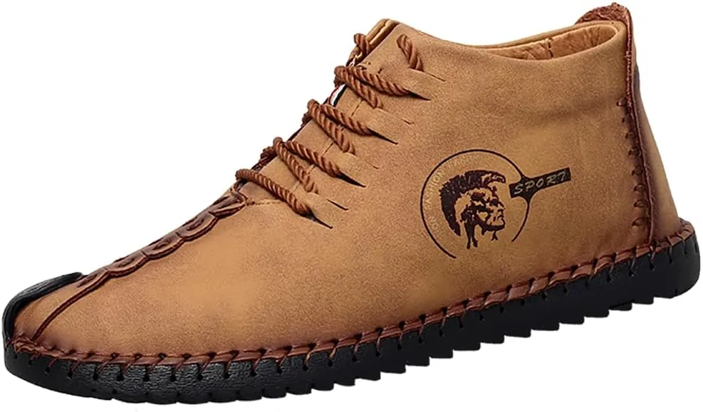 Mens Warm Chukka Boots Leather Fleece Suede Driving Ankle Desert Boot Lightweight Casual Slip-On Loafer Winter Shoes