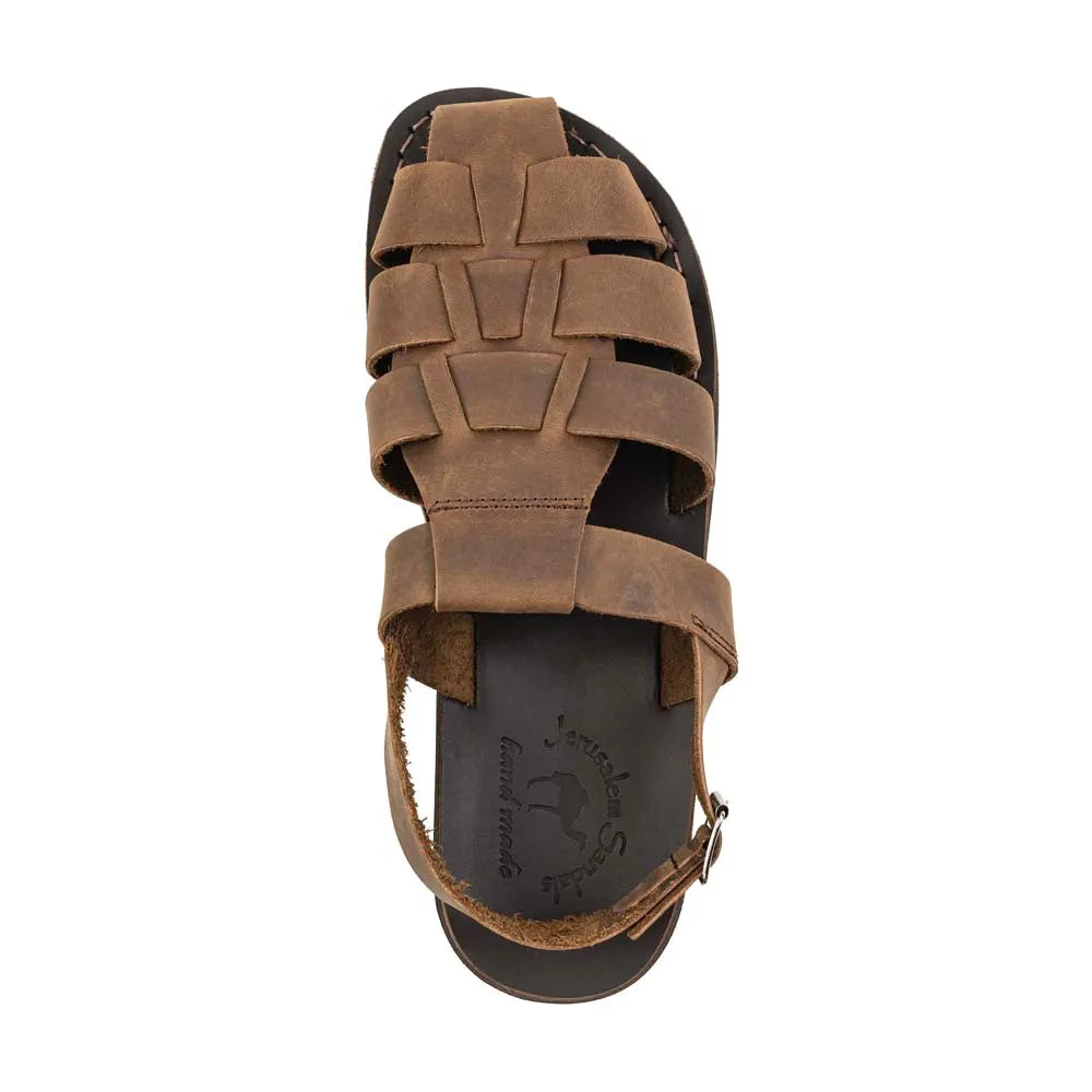 Michael - Closed Toe Leather Fisherman Sandal | Oiled Brown