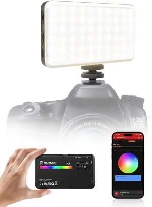 MOMAN On Camera Light, 91 LEDs RGB Camera Video Lights for Photography, CRI 95  Dimmable 2500-9000K, 3100mAh, PC8 Portable Video Recording Lighting Panel with Cold Shoe, On-Camera-Video-Light
