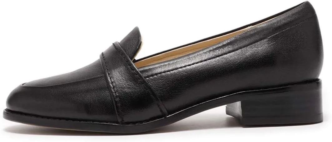 Mona flying Women's Leather Dress Penny Loafers Slip On Flats Office Ladies Casual Shoes