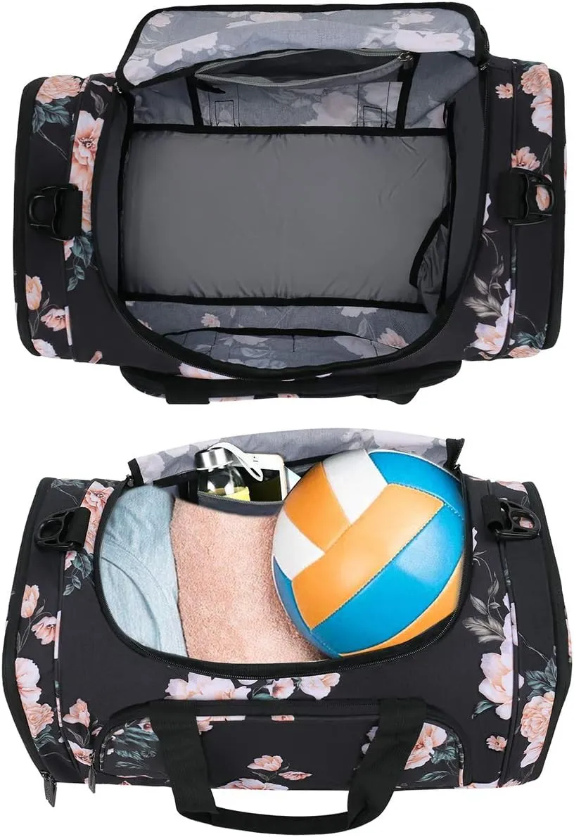 MOSISO Sports Duffel Peony Gym Bag with Shoe Compartment for Men/Women Dance Travel Weekender
