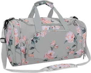 MOSISO Sports Duffel Peony Gym Bag with Shoe Compartment for Men/Women Dance Travel Weekender