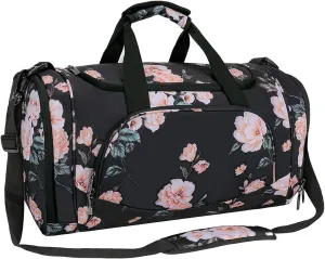 MOSISO Sports Duffel Peony Gym Bag with Shoe Compartment for Men/Women Dance Travel Weekender