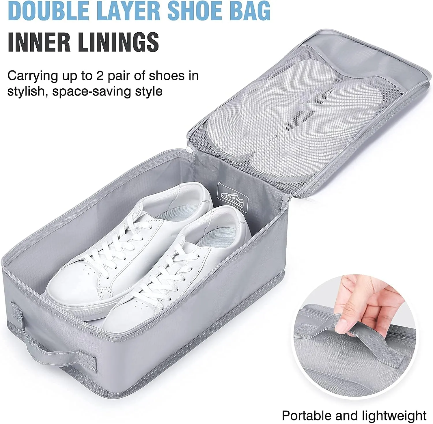 Mossio 6 Set Packing Cubes with Shoe Bag - Lightweight Travel Luggage Suitcase Organizers