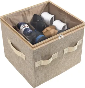 Moteph Shoe Organizer for Closet - Shoe Storage Organizer for Closet Organization with Clear Cover & Adjustable Dividers, Shoe Rack & Basket - (Light Brown, Small - 12 Pairs)