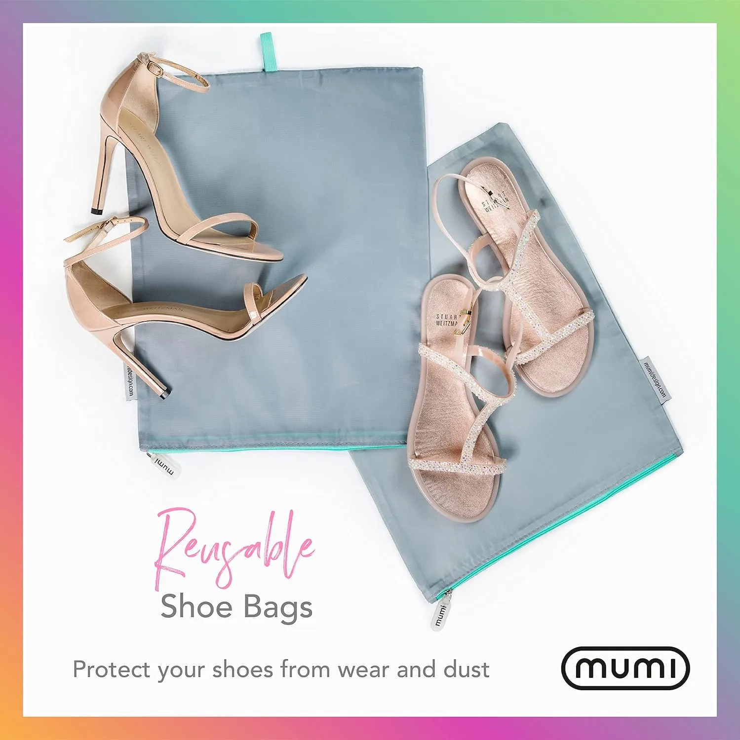 MUMI Travel Shoe Bags – Set of 2 Waterproof Shoe Bag for Travel, Gym & Packing | Lightweight Organizer for Shoes Storage & Closet | For Men & Women, Shoes Packing Bags for Luggage (Purple)