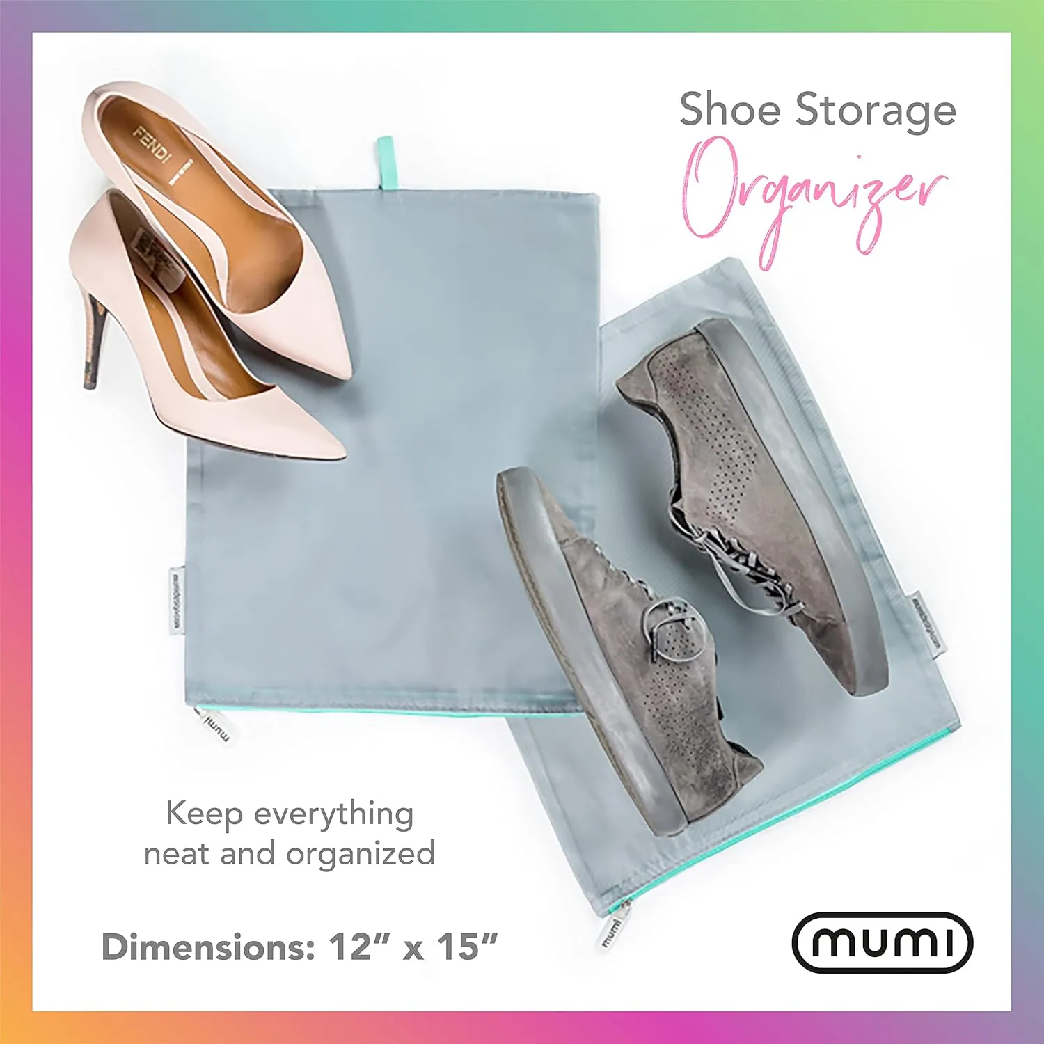 MUMI Travel Shoe Bags – Set of 2 Waterproof Shoe Bag for Travel, Gym & Packing | Lightweight Organizer for Shoes Storage & Closet | For Men & Women, Shoes Packing Bags for Luggage (Purple)