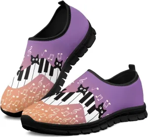 Music Walking Shoes for Women,Low Top Casual Sneaker Light Weight Road Running Shoes Breathable Teenis Workout Sneakers