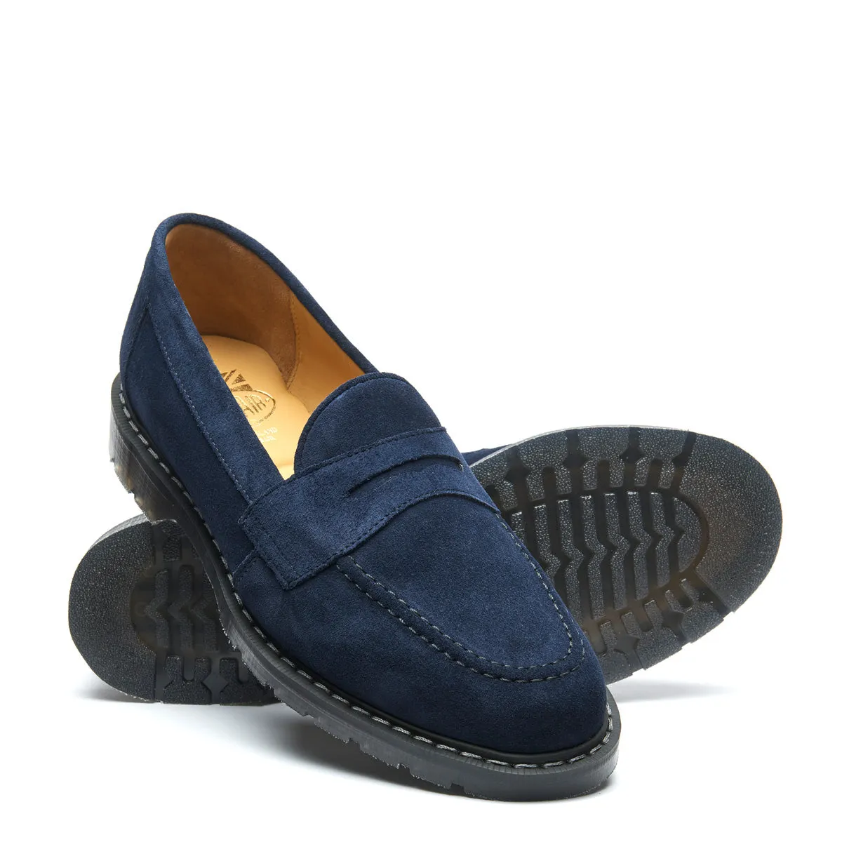 Navy Suede Penny Loafer