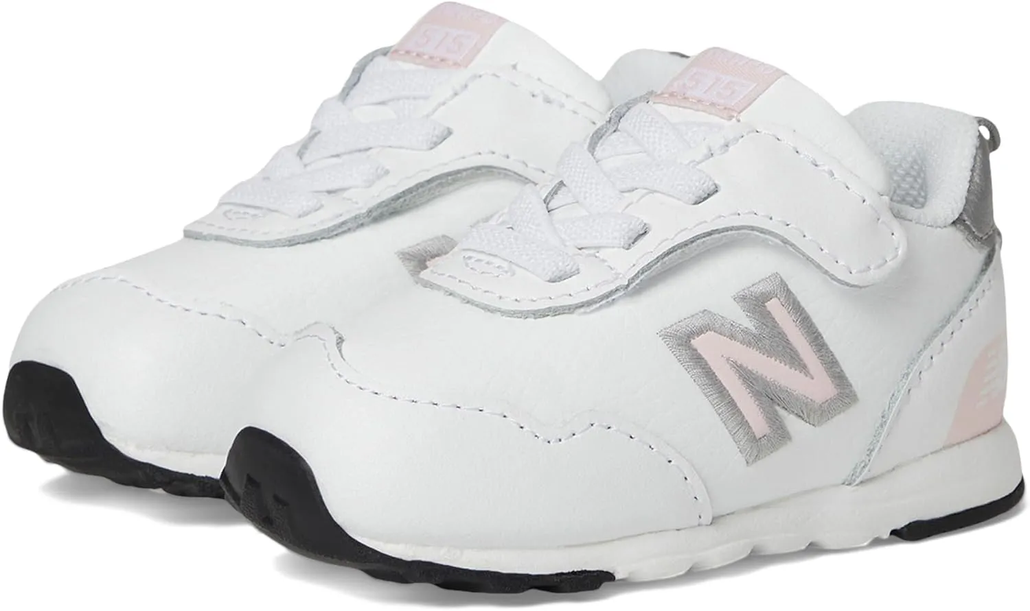 New Balance Baby 515 V1 New-b Hook and Loop Sneaker, White/Shell Pink, 2 X-Wide US Unisex Infant