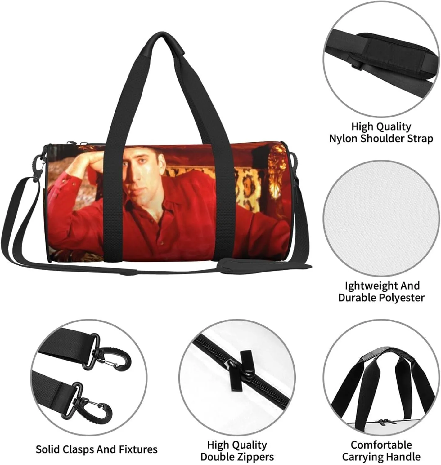 Nic-olas Cage Gym Bag for Women and Men, Gyms Waterproof Dufflebag Lightweight Carryon Gymbag