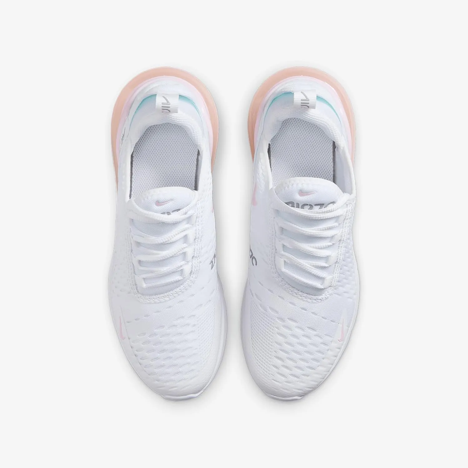 Nike Air Max 270 Big Kids' Shoes (943345-122, White/Light Smoke Grey/Pink Foam)